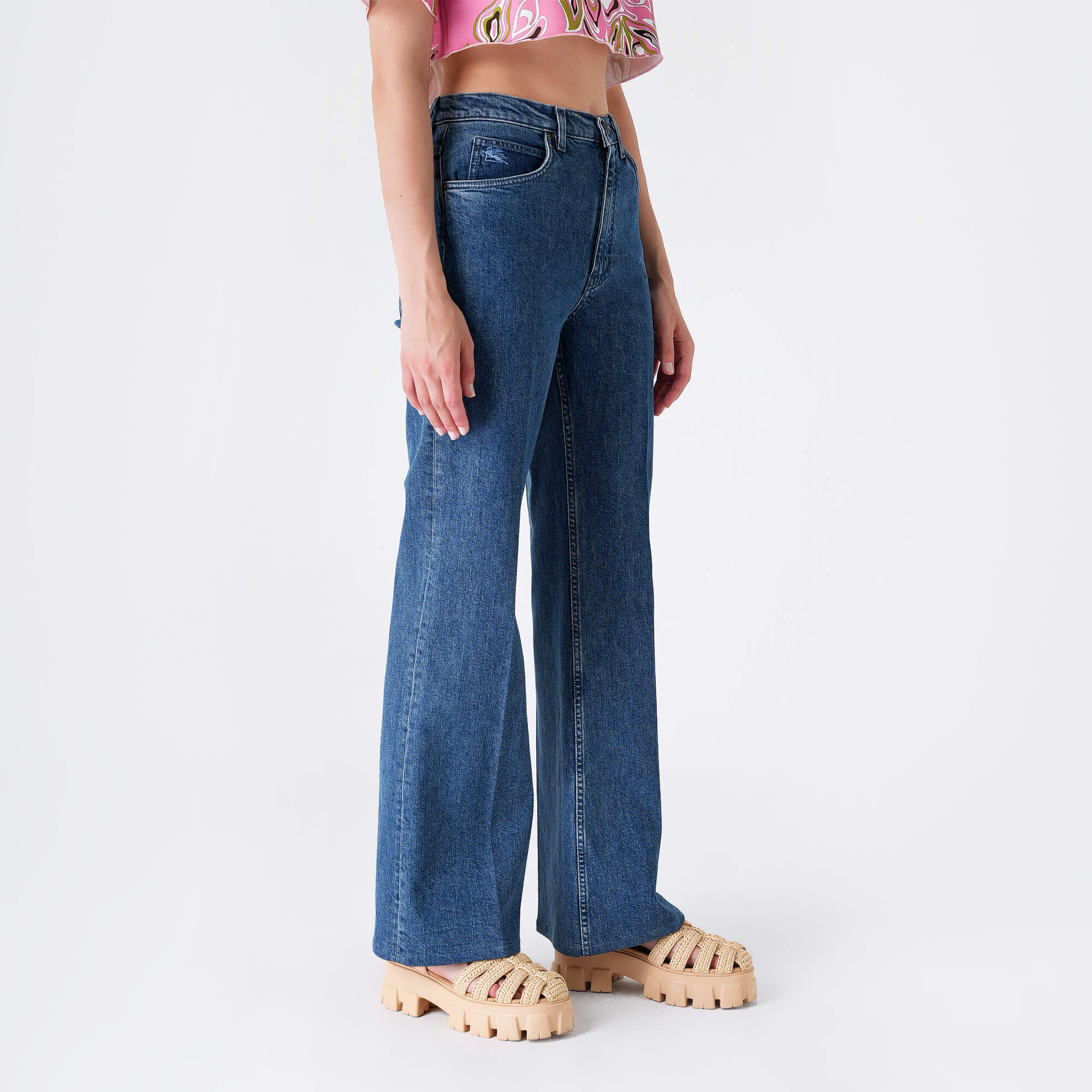 Etro - Navy Denim Cotton High Waist Jean